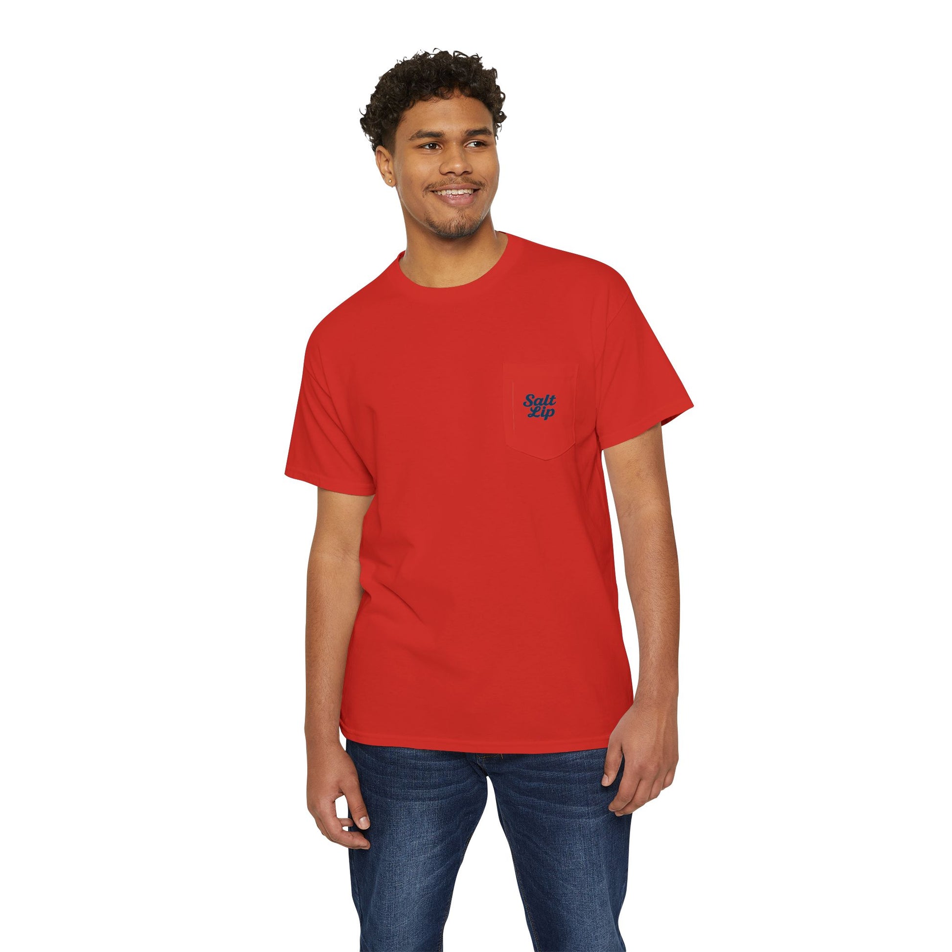 Salt Lip Fishing Pocket Tee - Unisex T-Shirt, Heavy Cotton Tee for Fishing Enthusiasts, Casual Wear, Gift for Outdoor Lovers, Summer Vibe