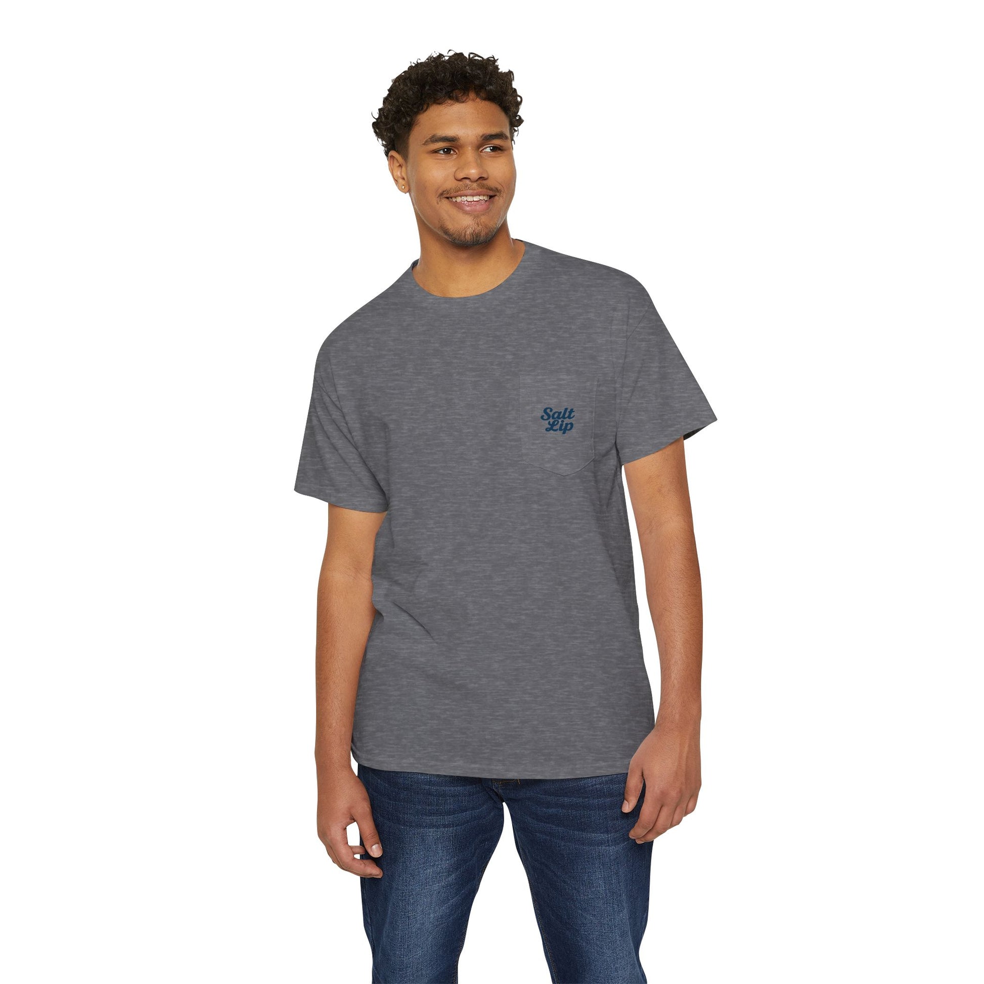 Salt Lip Fishing Pocket Tee - Unisex T-Shirt, Heavy Cotton Tee for Fishing Enthusiasts, Casual Wear, Gift for Outdoor Lovers, Summer Vibe